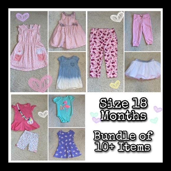 Bundle of Girls Clothes Size 18 Months 10+ Items - Picture 1 of 16